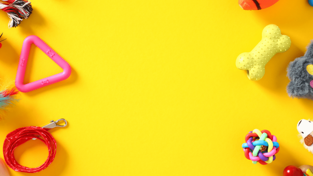 various toys on a yellow background